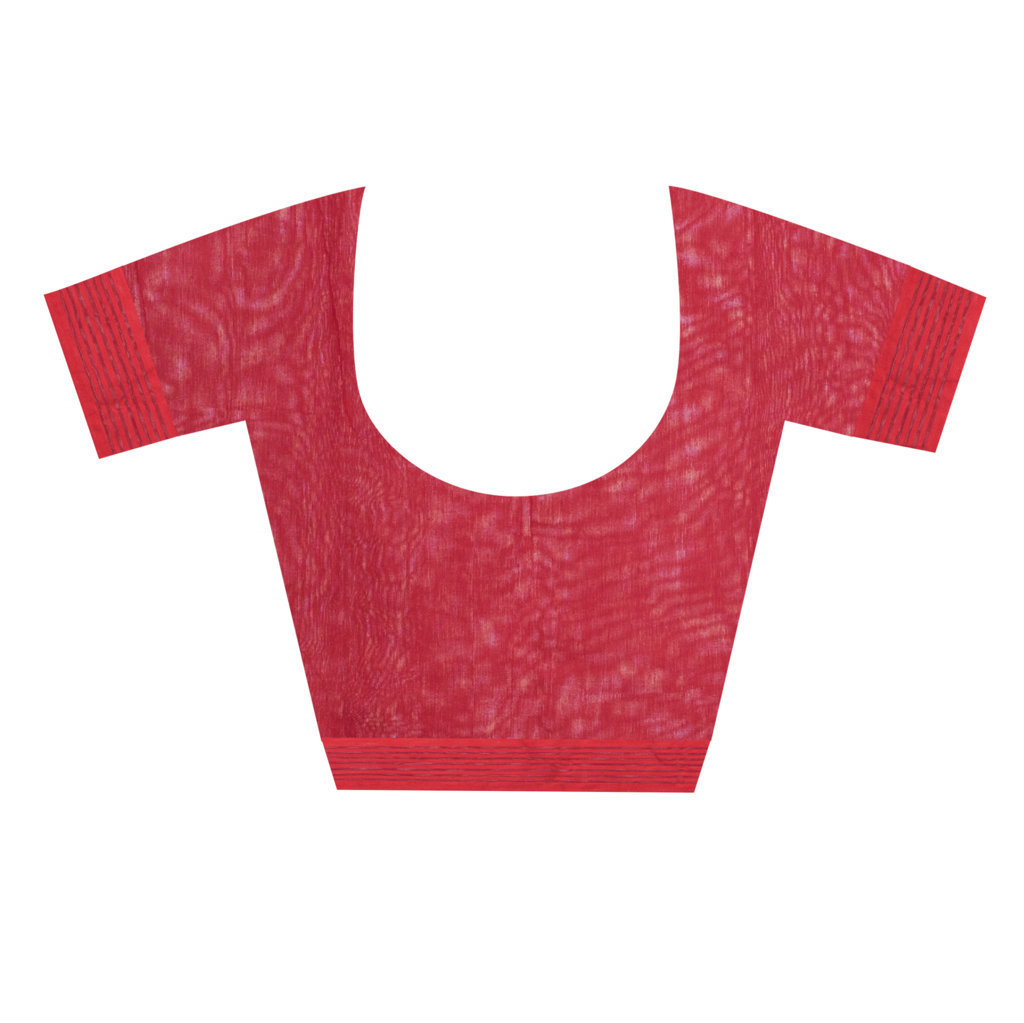 Red Pure Cotton Minakari_Jmdni Jamdani Saree (696)